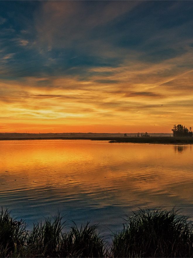 Tidal water at Moncton at sunset