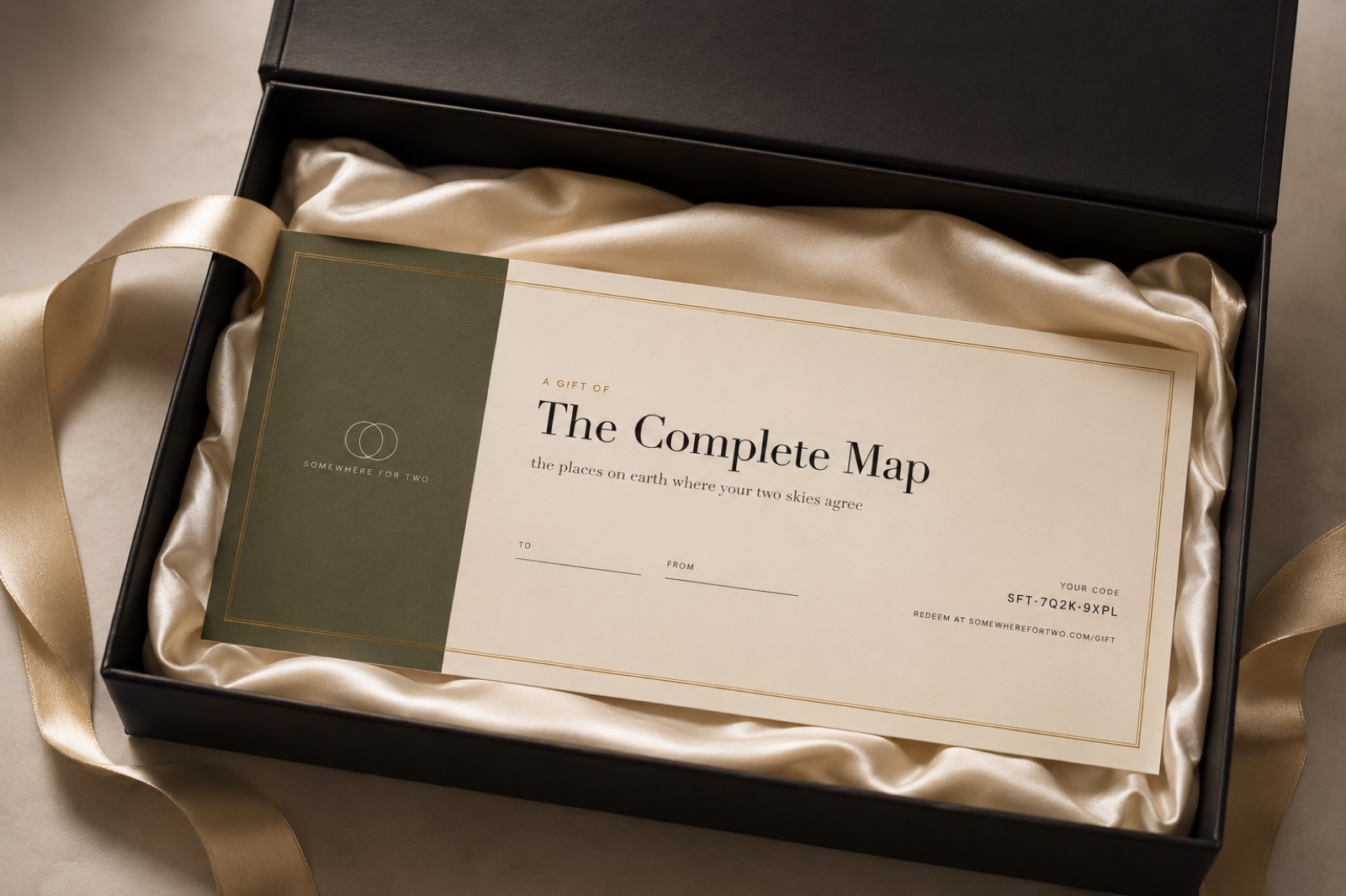 A gift certificate presented in a keepsake box