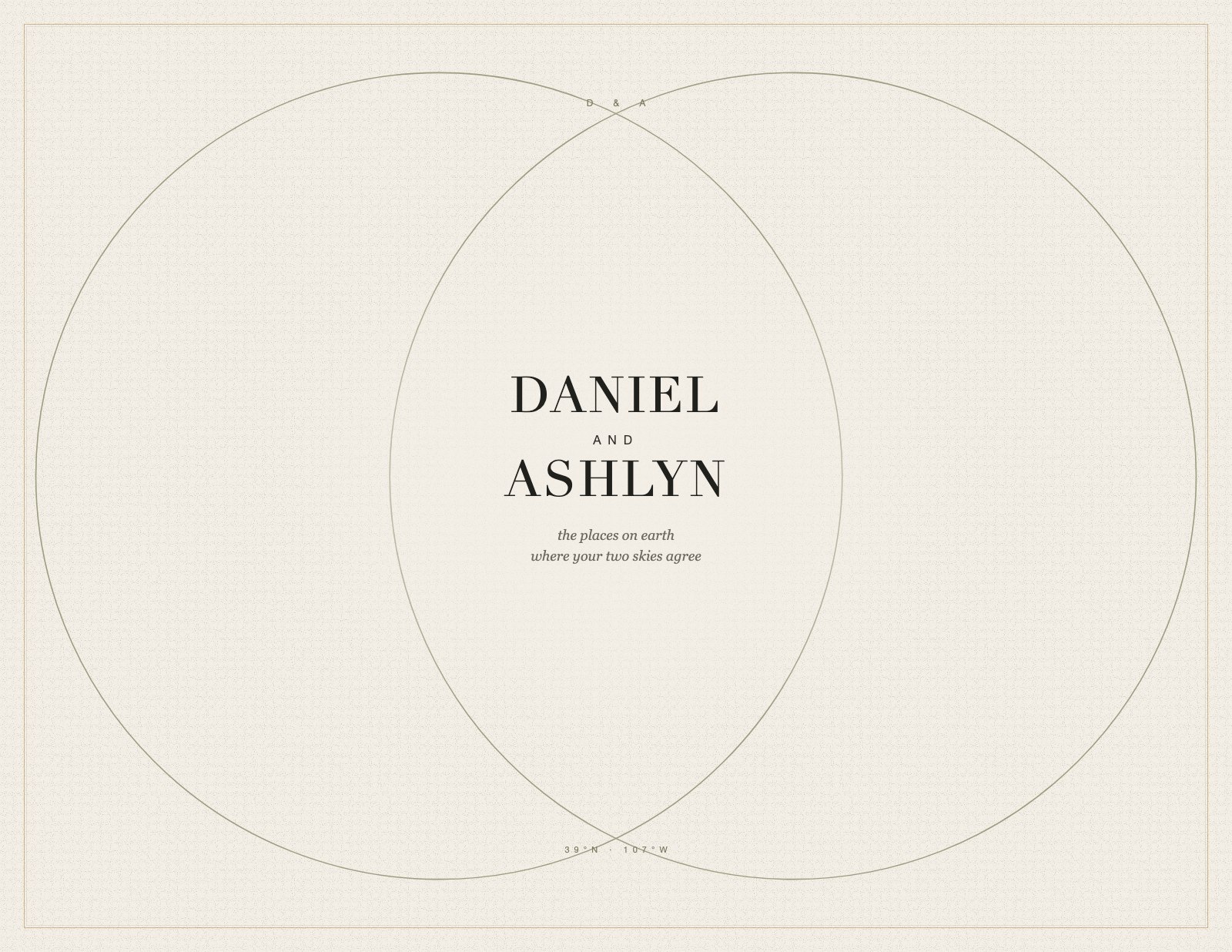 The keepsake cover: two overlapping rings with both their names beneath