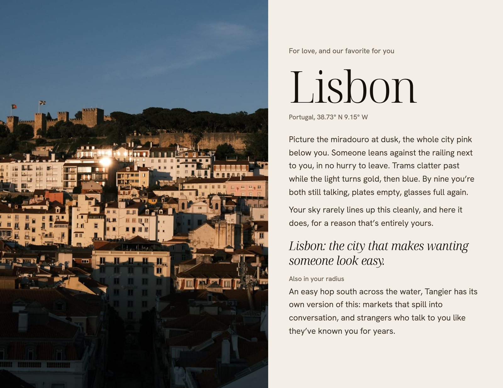 A page from Ava's reading: Lisbon, the first of her places for love