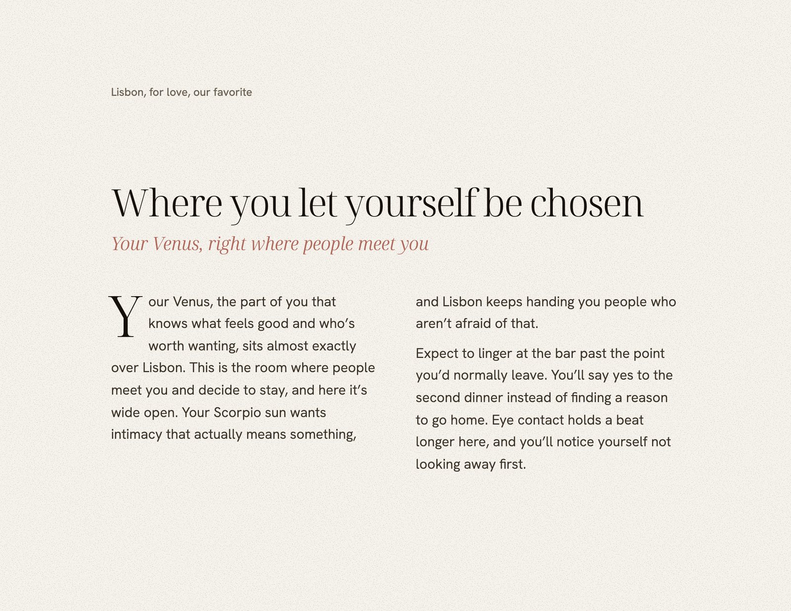 A reading page: where you let yourself be chosen