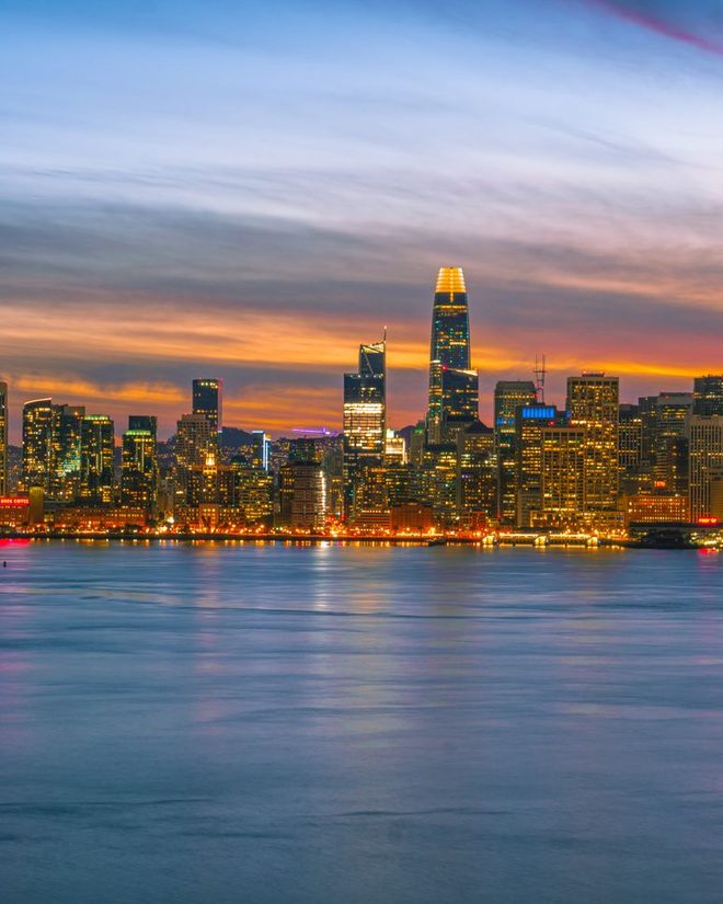 San Francisco across the water at dusk